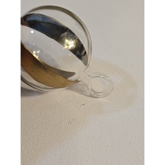 Vintage Hand Blown Glass Ornaments Lot of 7 Gold Stripe Mid Century Holiday - Picture 9 of 11